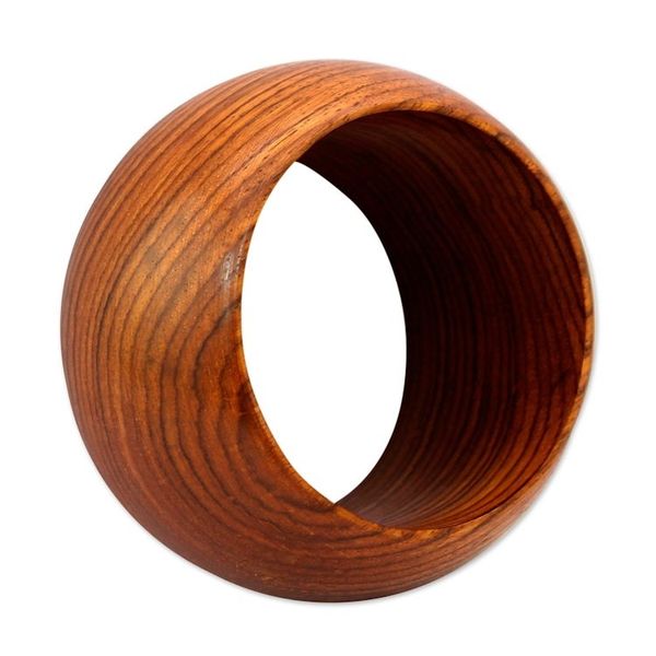 Alternate image for Hand-Carved Mango Wood Bangle Bracelet from India Mystical Lines