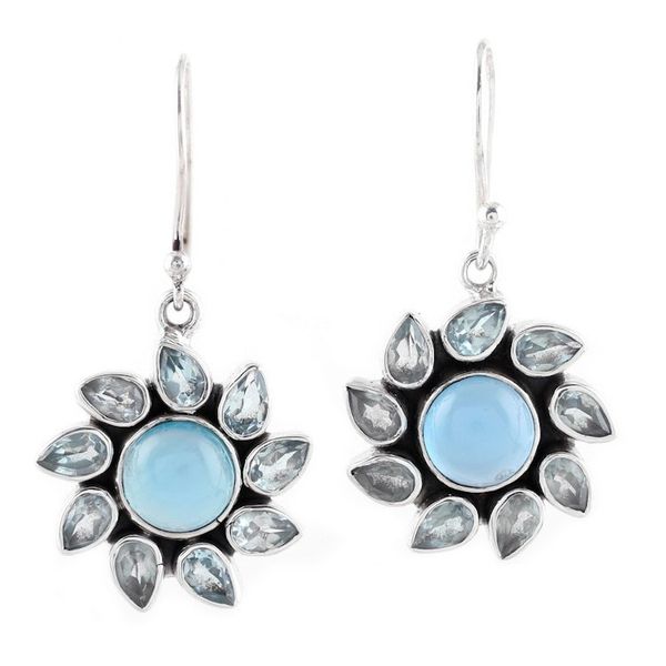 Alternate image for Blue Topaz and Chalcedony Dangle Earrings from India Sky Glory