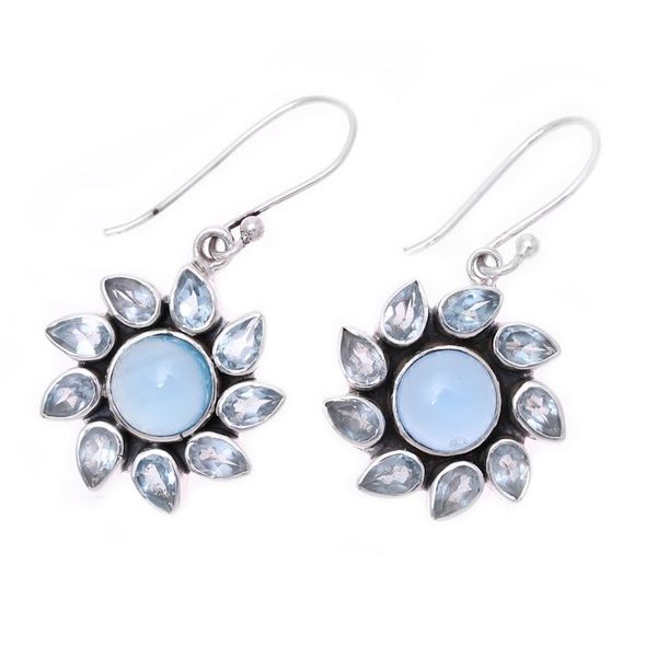 Alternate image for Blue Topaz and Chalcedony Dangle Earrings from India Sky Glory