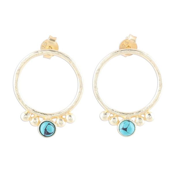 Alternate image for Gold Plated Sterling Silver and Calcite Drop Earrings Golden Hoops