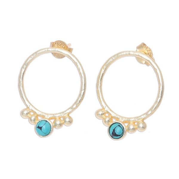 Alternate image for Gold Plated Sterling Silver and Calcite Drop Earrings Golden Hoops