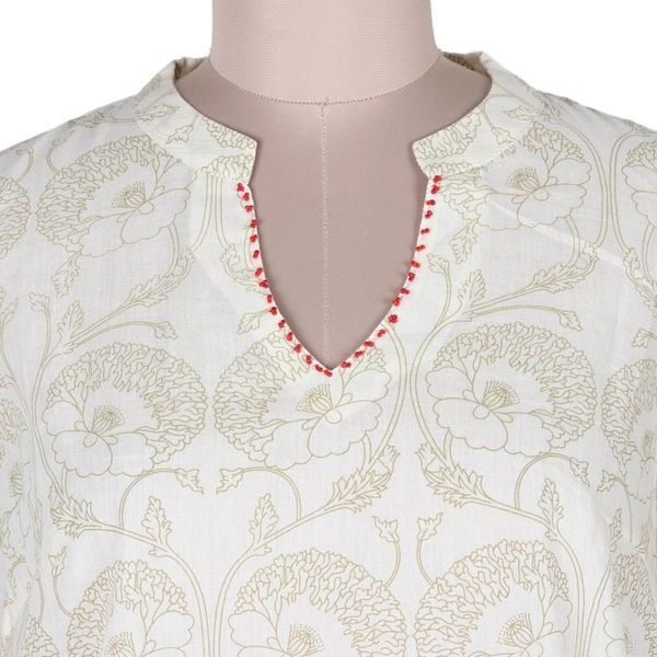 Alternate image for Floral Printed Cotton Tunic in Multicolor from India Madhubani Summer