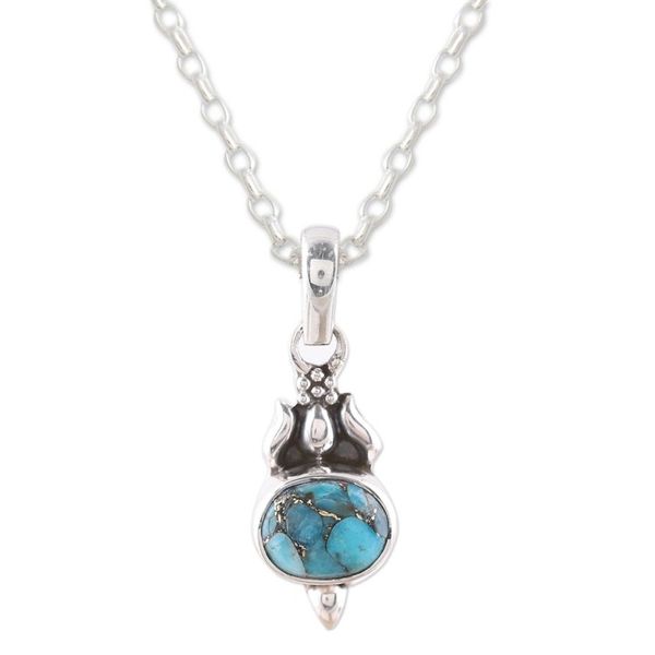 Alternate image for Sterling Silver and Composite Turquoise Necklace from India Eden Promise