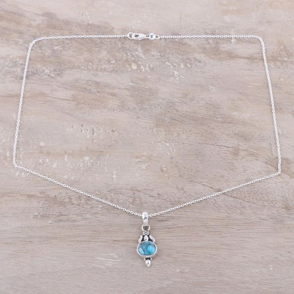 Alternate image for Sterling Silver and Composite Turquoise Necklace from India Eden Promise