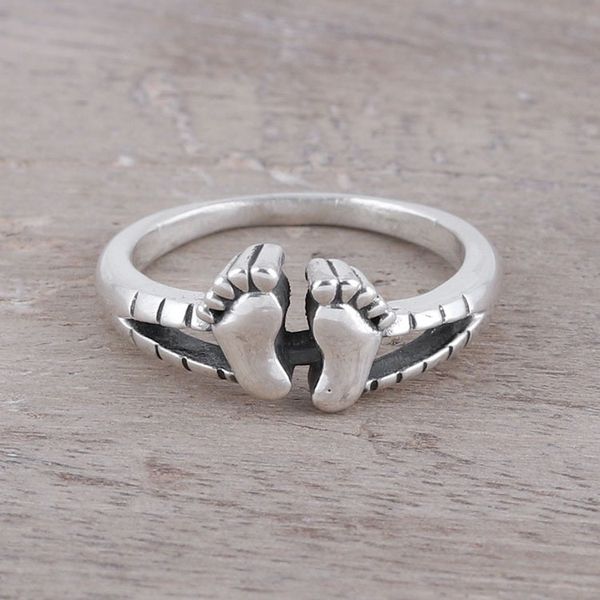 Alternate image for Sterling Silver Footprint Band Ring from India Feet