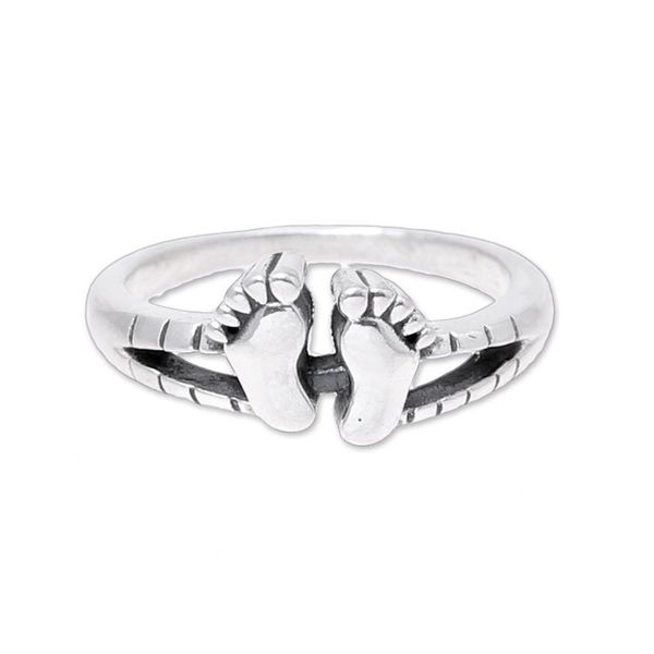 Alternate image for Sterling Silver Footprint Band Ring from India Feet