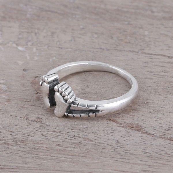 Alternate image for Sterling Silver Footprint Band Ring from India Feet