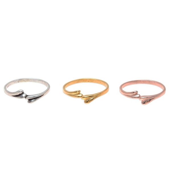 Alternate image for 3 Gold, Rose Gold Plated, and Sterling Silver Band Rings Dog Bones
