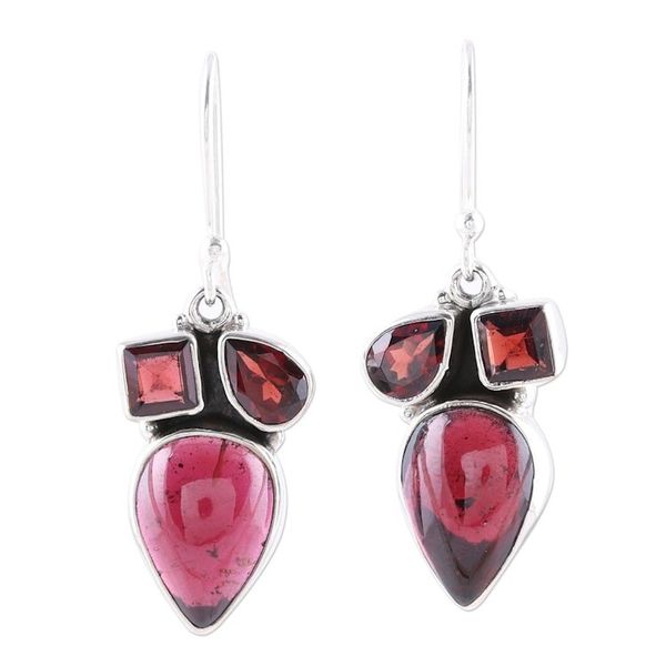 Alternate image for Natural Garnet Dangle Earrings from India Natural Dazzle