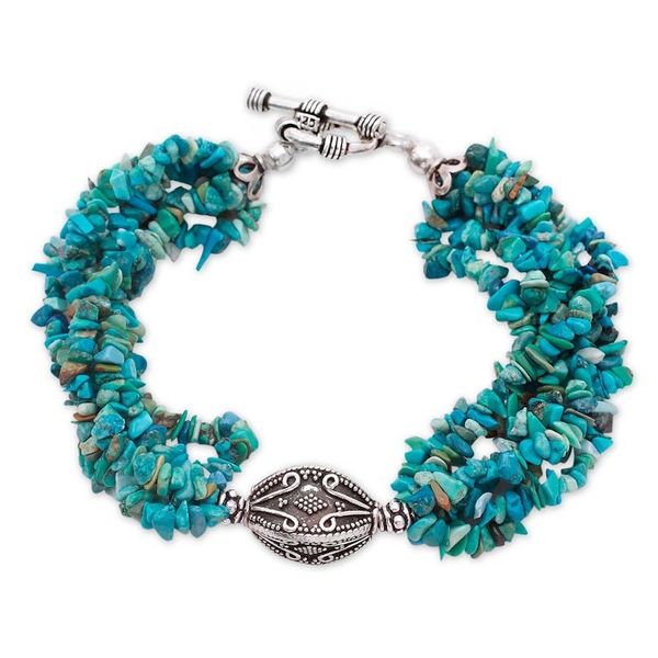 Alternate image for Sterling Silver and Calcite Beaded Strand Bracelet Tropical Beach
