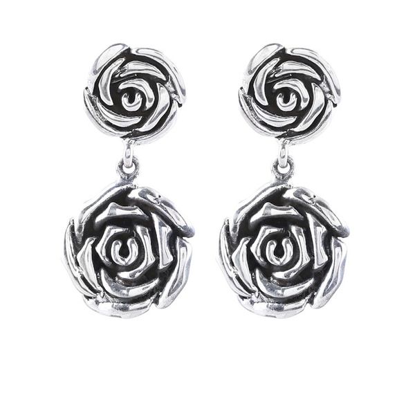 Alternate image for Rose-Shaped Sterling Silver Dangle Earrings from India Adorable Beauty