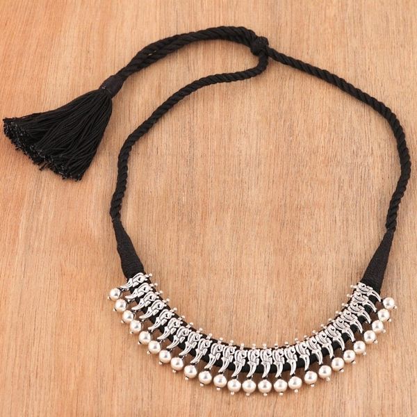 Alternate image for Adjustable Sterling Silver Pendant Necklace from India Peacock Gleam