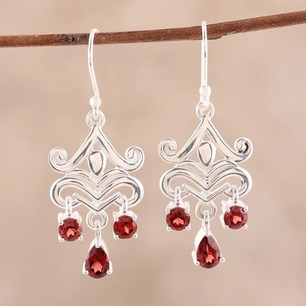 Alternate image for 2-Carat Garnet Dangle Earrings from India Glimmering Dance
