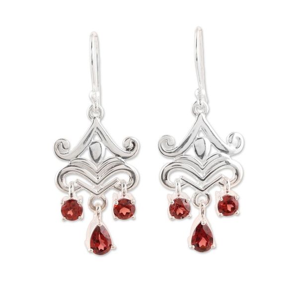 Alternate image for 2-Carat Garnet Dangle Earrings from India Glimmering Dance