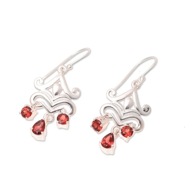 Alternate image for 2-Carat Garnet Dangle Earrings from India Glimmering Dance