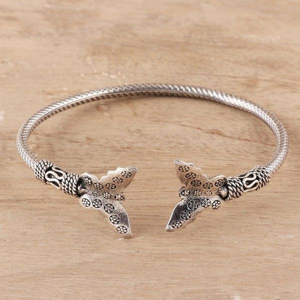 Alternate image for Sterling Silver Butterfly Cuff Bracelet from India Butterfly Fantasy