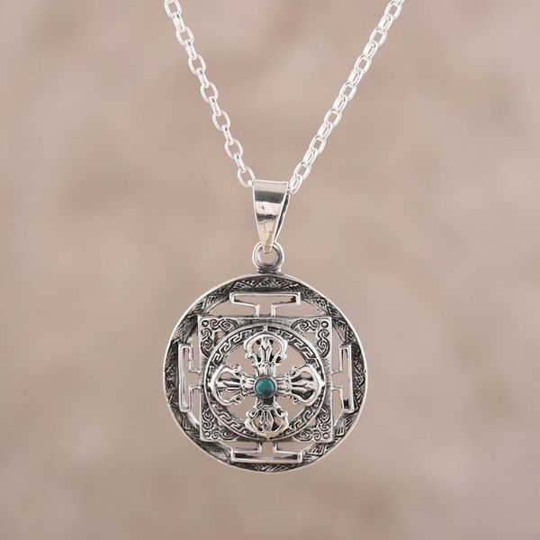 Alternate image for Sterling Silver and Composite Turquoise Pendant Necklace Magical Window