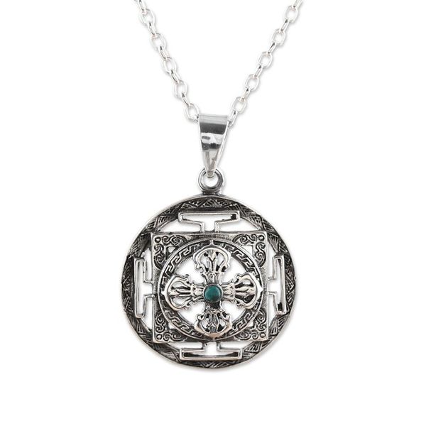 Alternate image for Sterling Silver and Composite Turquoise Pendant Necklace Magical Window