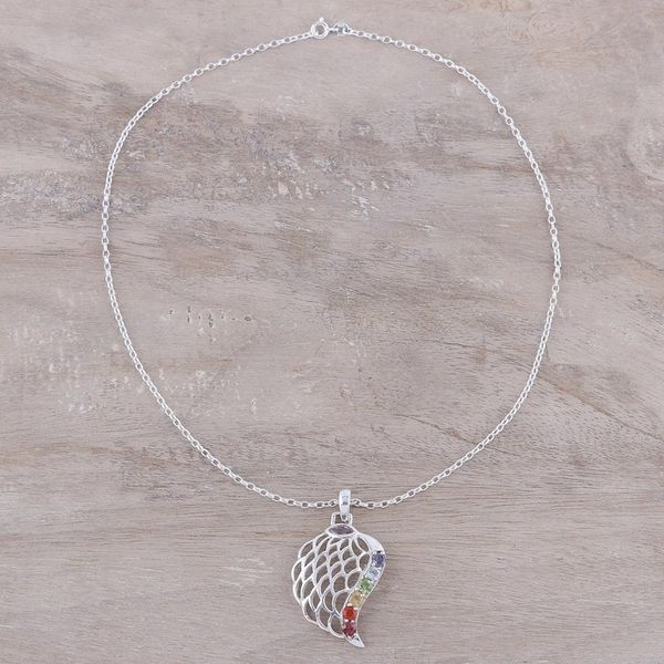 Alternate image for Multi-Gemstone Chakra Pendant Necklace from India Natural Chakra