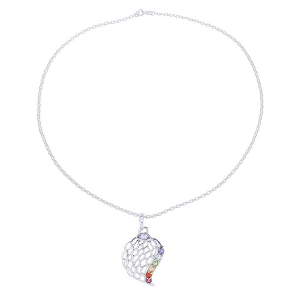Alternate image for Multi-Gemstone Chakra Pendant Necklace from India Natural Chakra