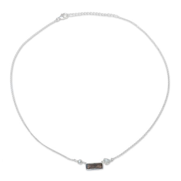 Alternate image for Modern Labradorite and Sterling Silver Pendant Necklace Sliver of Dusk