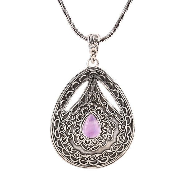 Alternate image for Teardrop Amethyst Pendant Necklace from India Lavender Classic