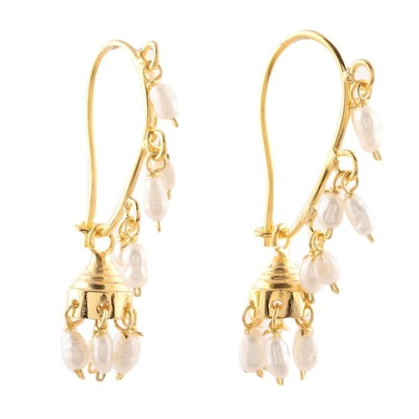 Alternate image for Gold Plated Cultured Pearl Chandelier Earrings from India Pearl Melody