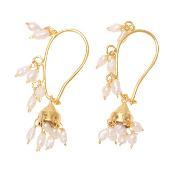 Alternate image for Gold Plated Cultured Pearl Chandelier Earrings from India Pearl Melody