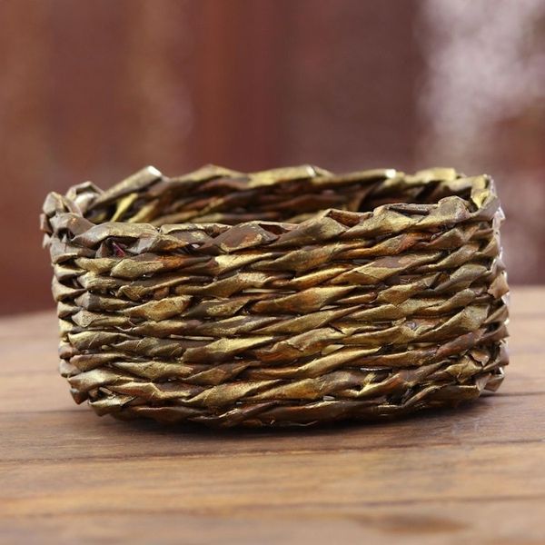 Alternate image for Gold-Tone Recycled Paper Basket from India Golden Nest