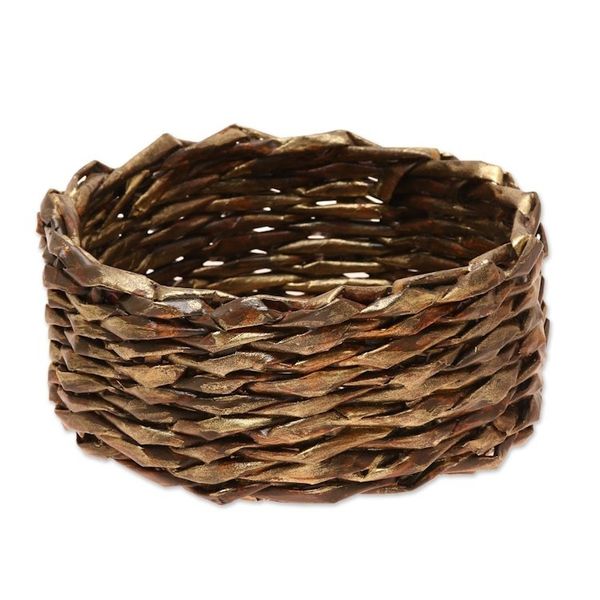 Alternate image for Gold-Tone Recycled Paper Basket from India Golden Nest