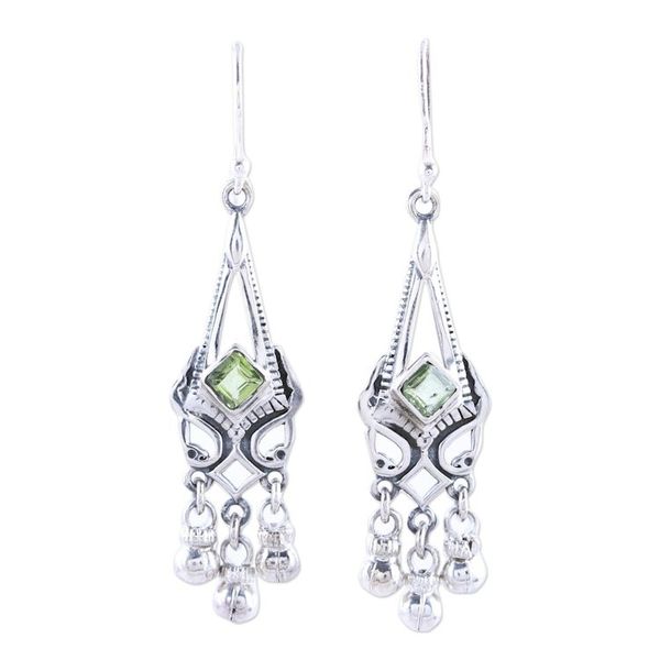 Alternate image for Sterling Silver and Green Peridot Chandelier Earrings Grace and Elegance