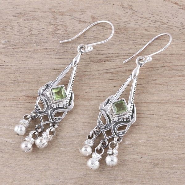 Alternate image for Sterling Silver and Green Peridot Chandelier Earrings Grace and Elegance