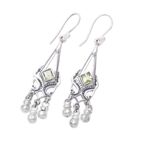 Alternate image for Sterling Silver and Green Peridot Chandelier Earrings Grace and Elegance