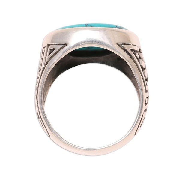 Alternate image for Mens Sterling Silver and Circular Recon. Turquoise Ring Circular Vein