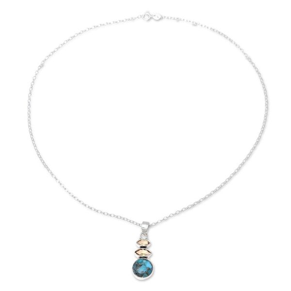 Alternate image for Citrine and Composite Turquoise Pendant Necklace from India Peaceful Dazzle