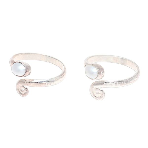 Alternate image for Cultured Pearl Toe Rings Crafted in India Glowing Flair