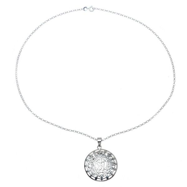 Alternate image for Ashtamangala Flower Sterling Silver Pendant Necklace Floral Ashtamangala