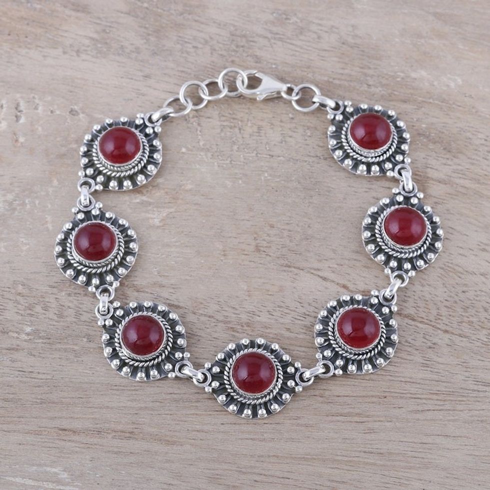 Red Jasper Link Bracelet from India 'Red Mystique'