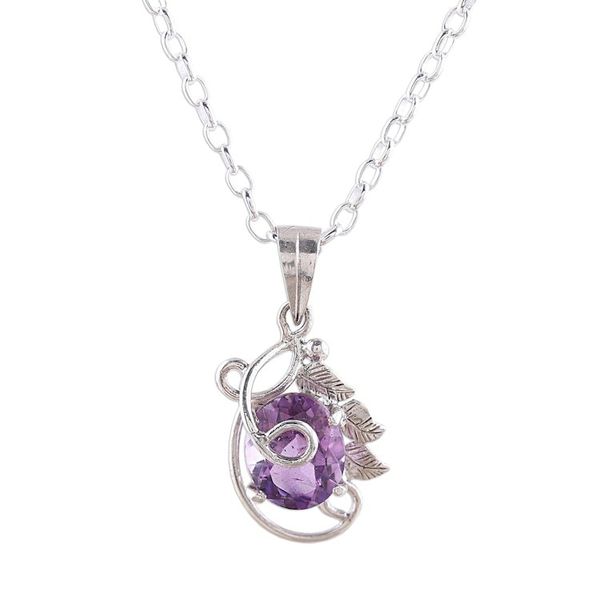 Alternate image for Handcrafted Sterling Silver and Amethyst Pendant Necklace Beaming Lilac