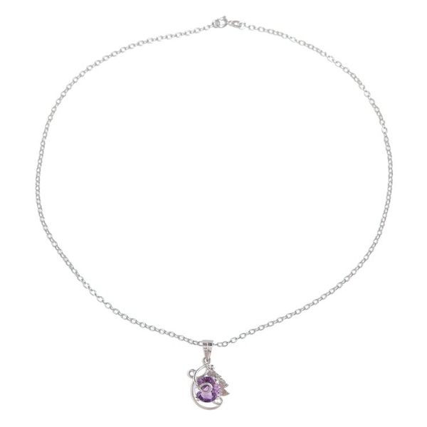 Alternate image for Handcrafted Sterling Silver and Amethyst Pendant Necklace Beaming Lilac