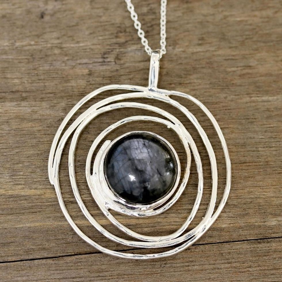 Modern Labradorite Pendant Necklace from India 'Galactic Beauty'