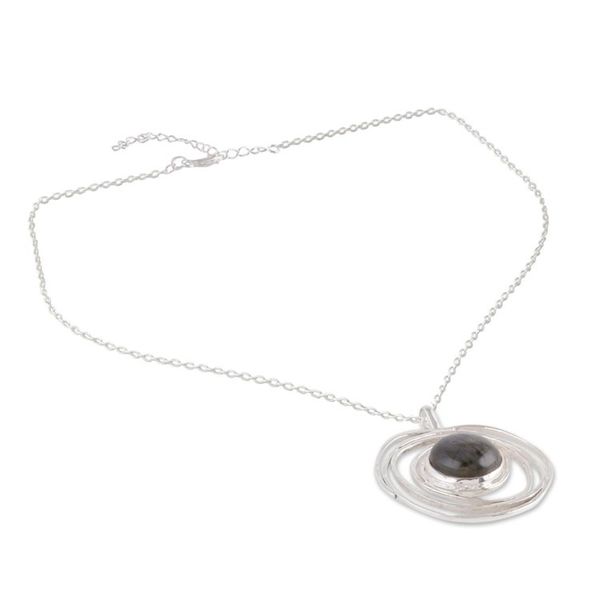 Alternate image for Modern Labradorite Pendant Necklace from India Galactic Beauty