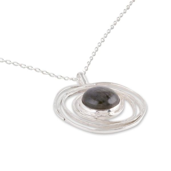 Alternate image for Modern Labradorite Pendant Necklace from India Galactic Beauty