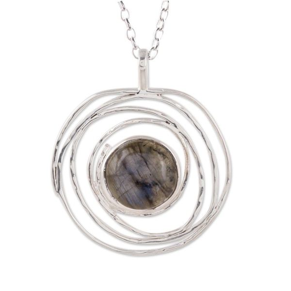 Alternate image for Modern Labradorite Pendant Necklace from India Galactic Beauty