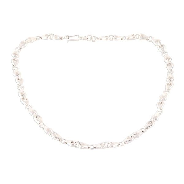 Alternate image for Unisex Sterling Silver Link Necklace Crafted in India Rings and Teardrops