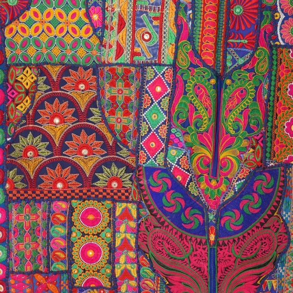 Alternate image for Colorful Cotton Blend Patchwork Wall Hanging from India Royal Flair