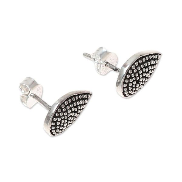 Alternate image for Drop-Shaped Sterling Silver Button Earrings from India Gleaming Specks