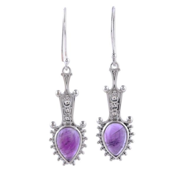 Alternate image for Sterling Silver and Amethyst Arrow Dangle Earrings Lilac Arrows