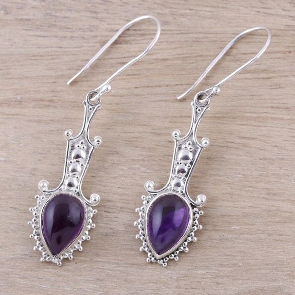Alternate image for Sterling Silver and Amethyst Arrow Dangle Earrings Lilac Arrows