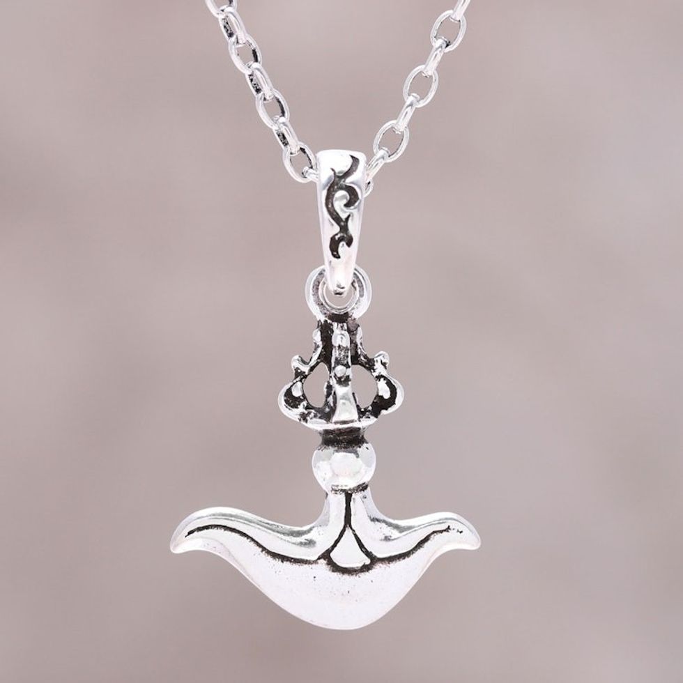 Elegant Sterling Silver Pendant Necklace from India 'Graceful Swing'